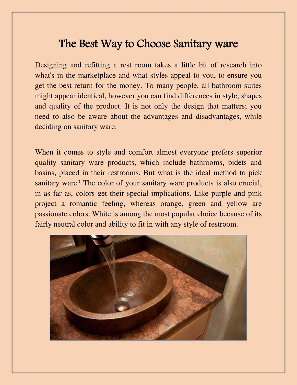 the best way to choose sanitary ware