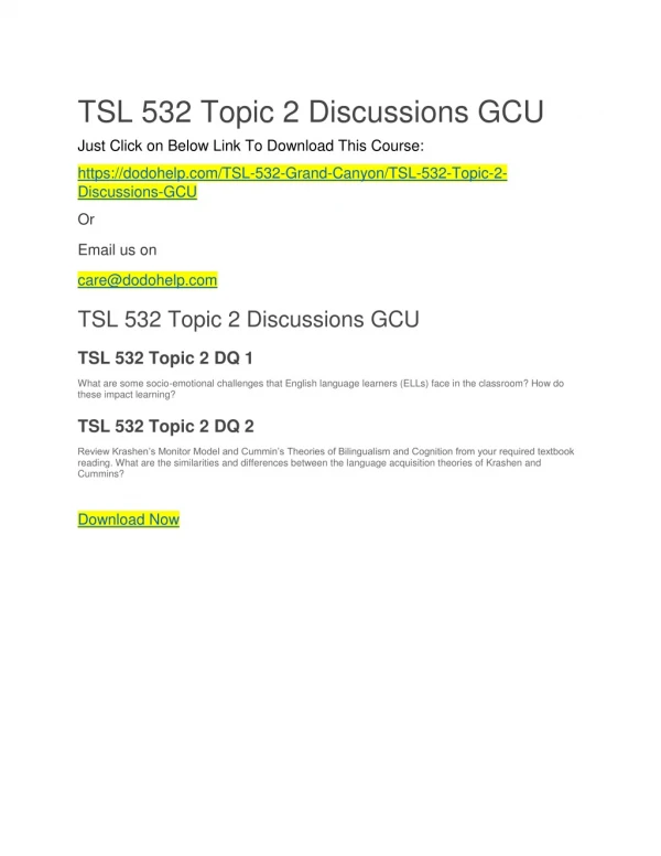 TSL 532 Topic 2 Discussions GCU