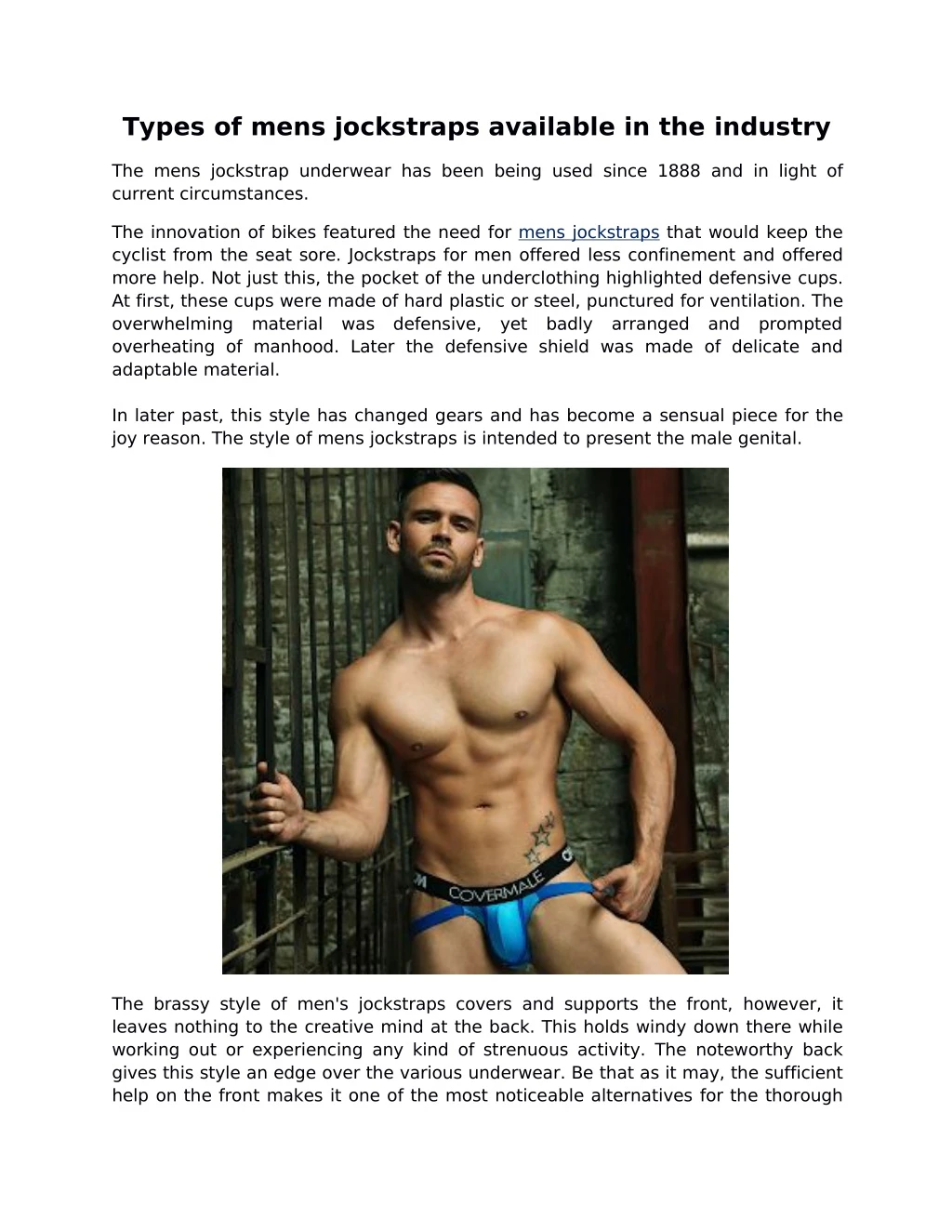 types of mens jockstraps available in the industry