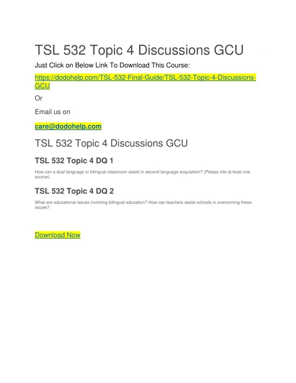 TSL 532 Topic 4 Discussions GCU