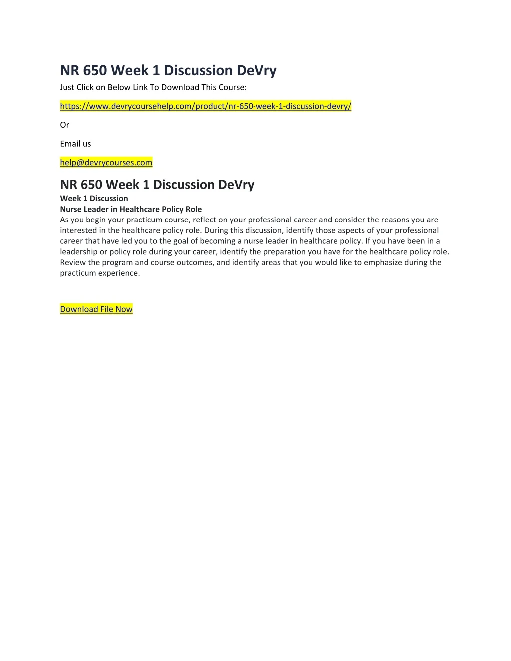 nr 650 week 1 discussion devry just click