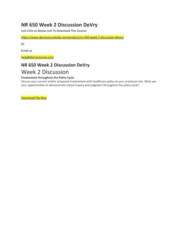 nr 650 week 2 discussion devry just click