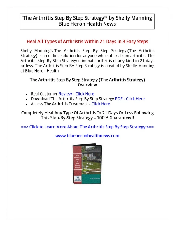 (PDF) The 21 Day Step By Step Arthritis Strategy PDF Free Download: Shelly Manning (Blue Heron Health News)