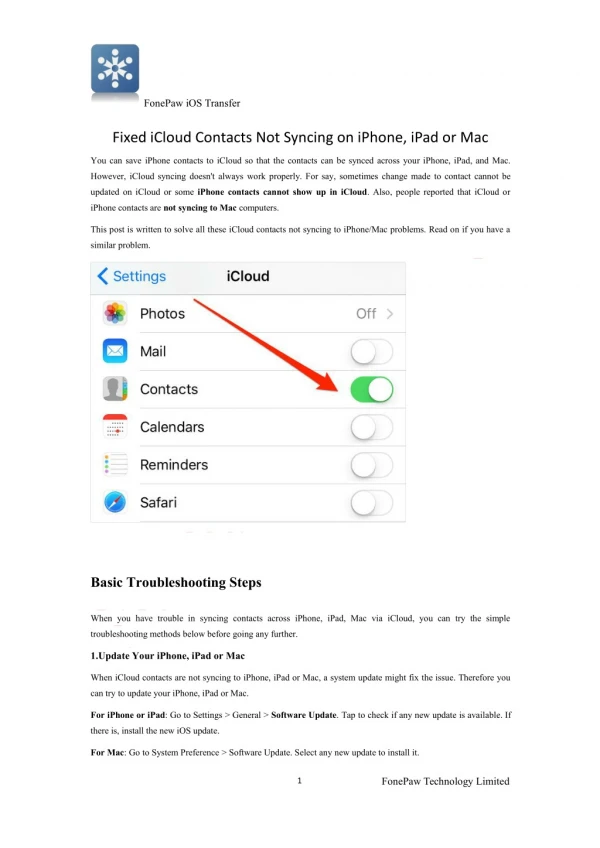Fixed: iCloud Contacts Not Syncing on iPhone, iPad or Mac