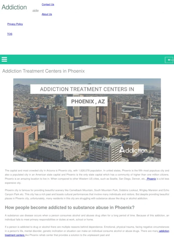 Addiction Treatment Centers in Phoenix