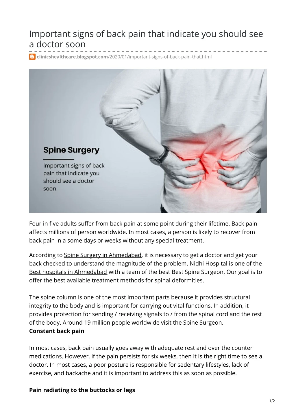 important signs of back pain that indicate