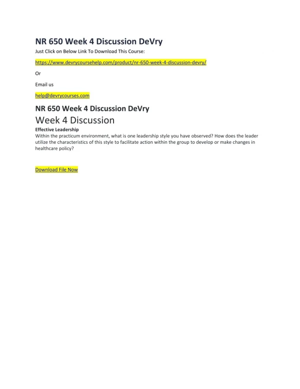 nr 650 week 4 discussion devry just click