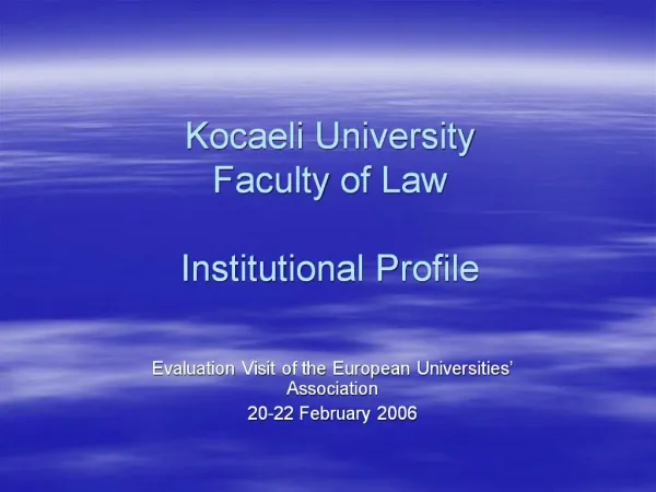Kocaeli University Faculty of Law Institutional Profile