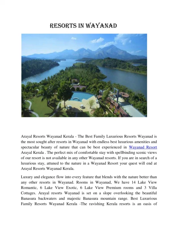 resorts in wayanad