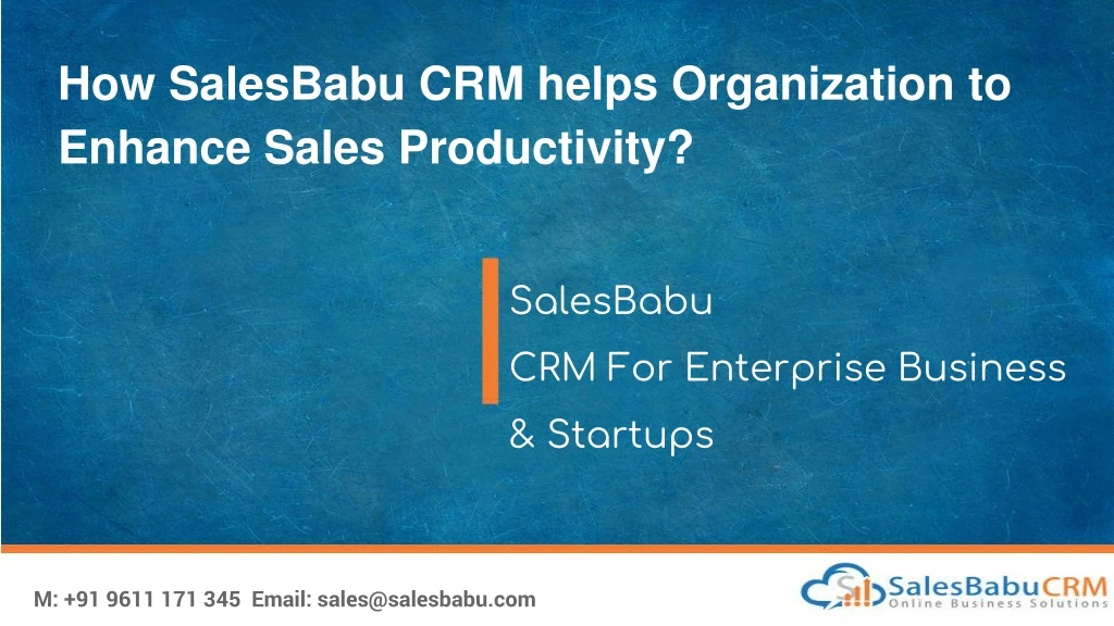 how salesbabu crm helps organization to enhance