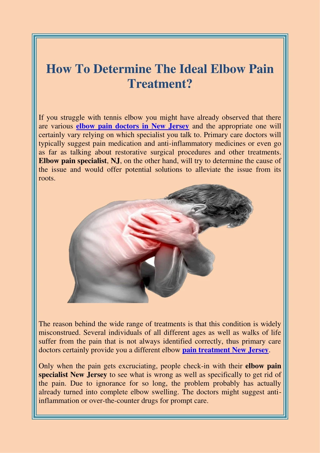 how to determine the ideal elbow pain treatment