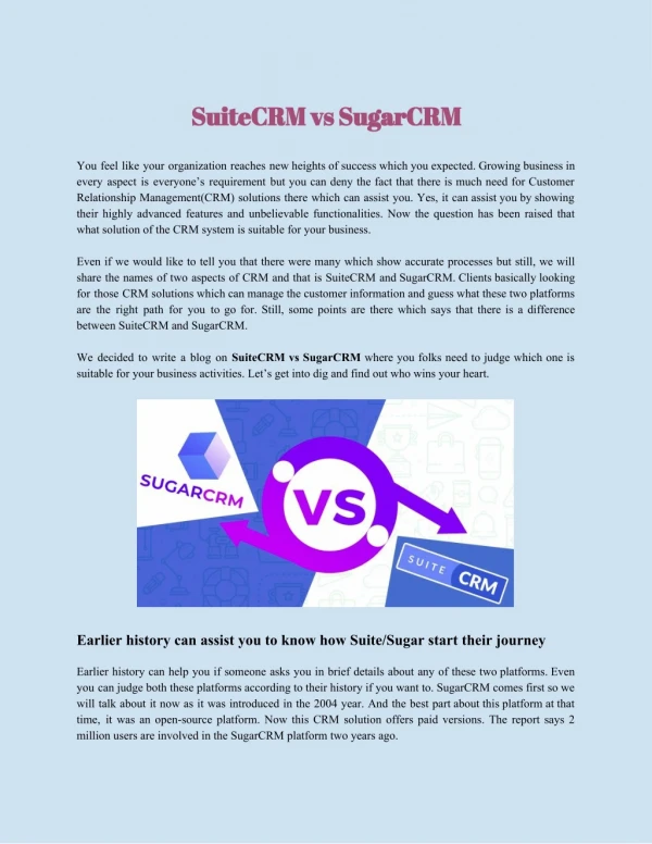 SuiteCRM vs SugarCRM