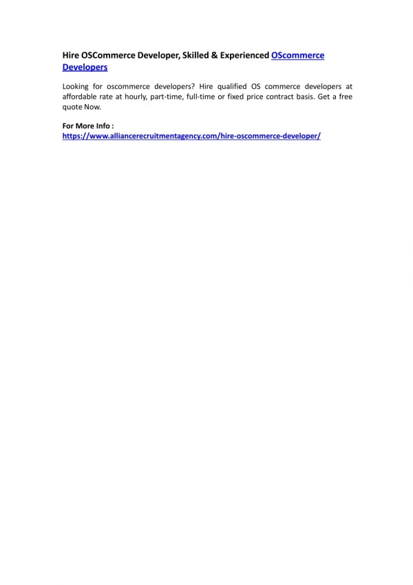 hire oscommerce developer skilled experienced