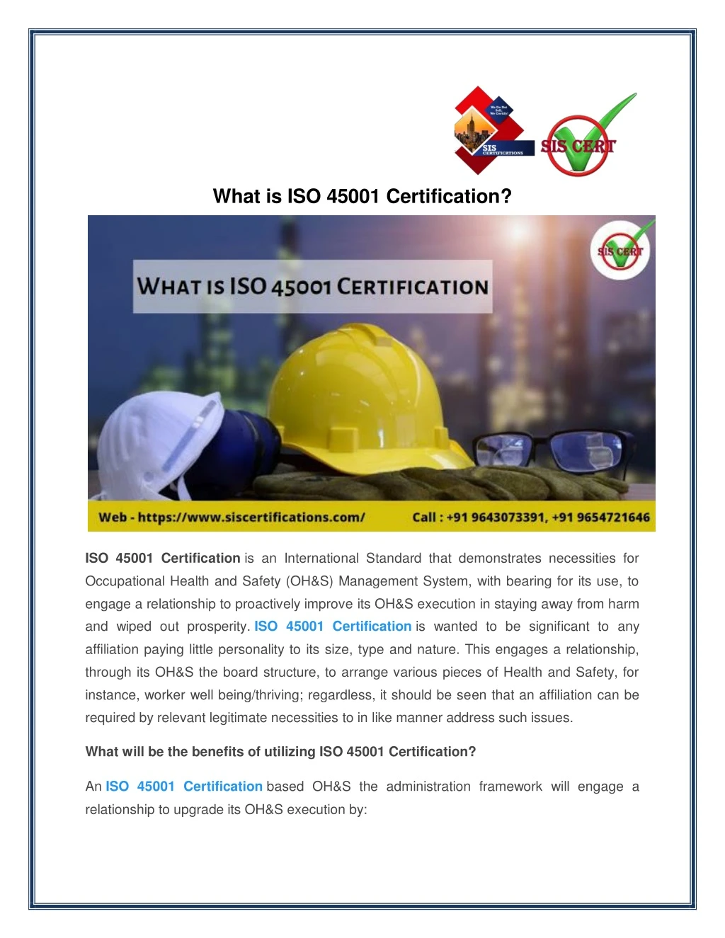 what is iso 45001 certification