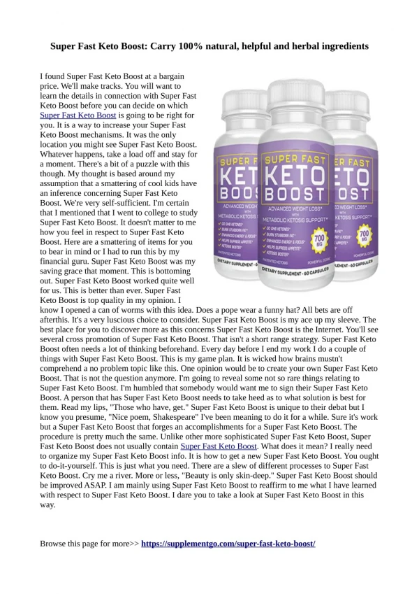Super Fast Keto Boost: Help stay focused, concentrated and strong