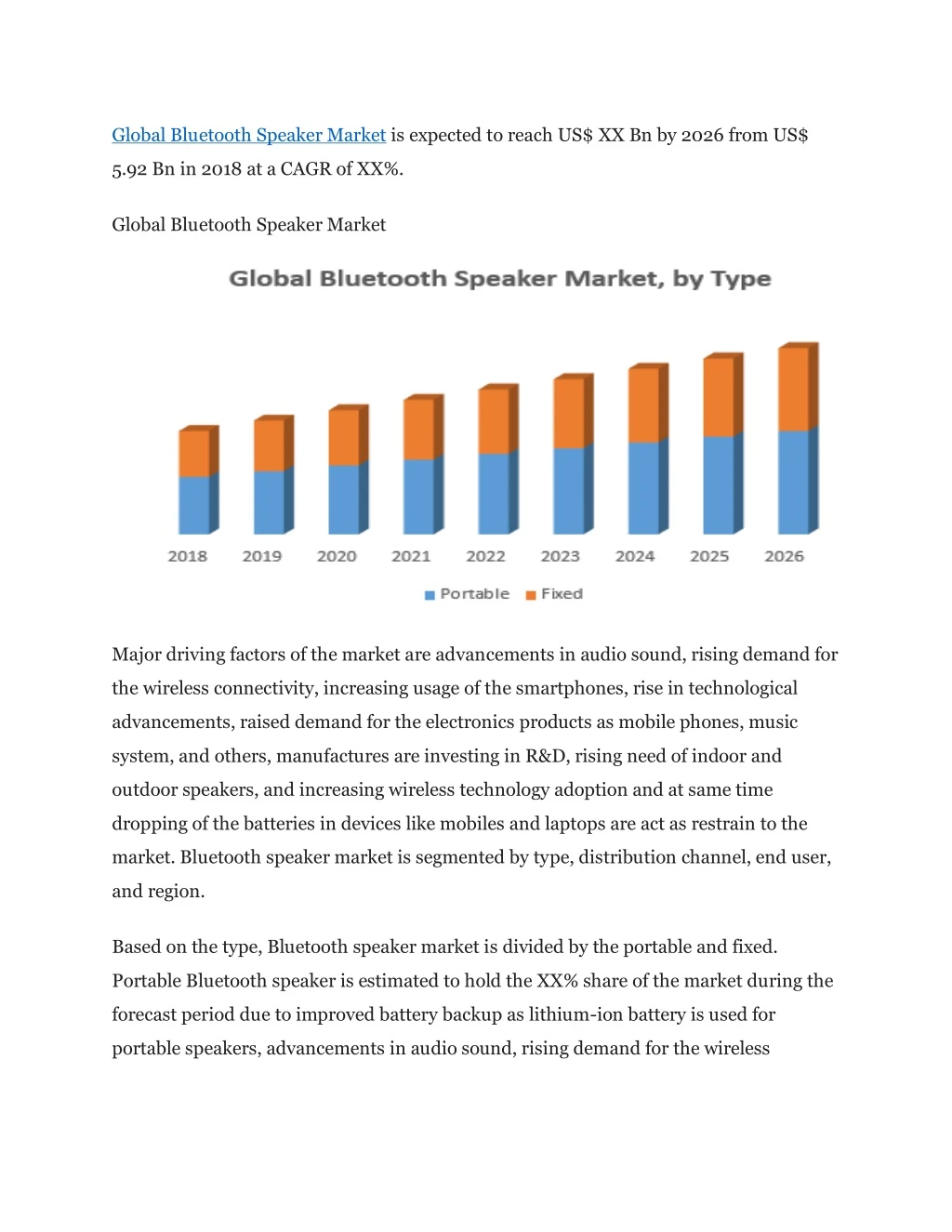 global bluetooth speaker market is expected