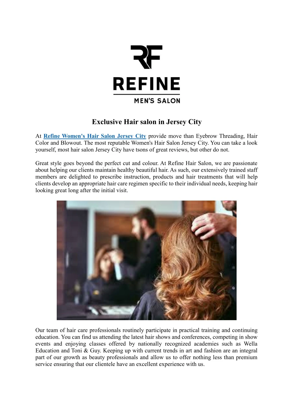 at refine women s hair salon jersey city provide