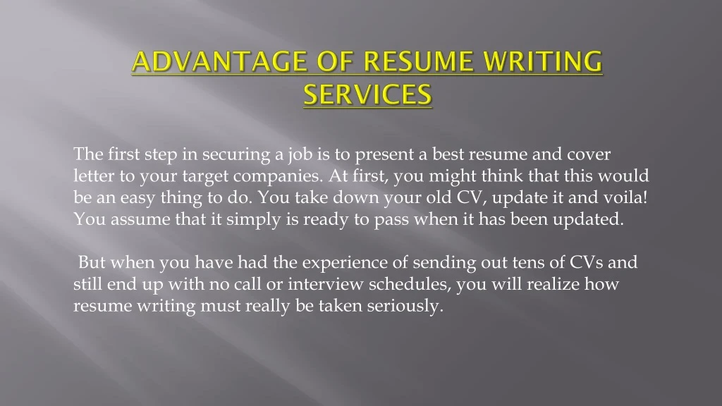 advantage of resume writing services
