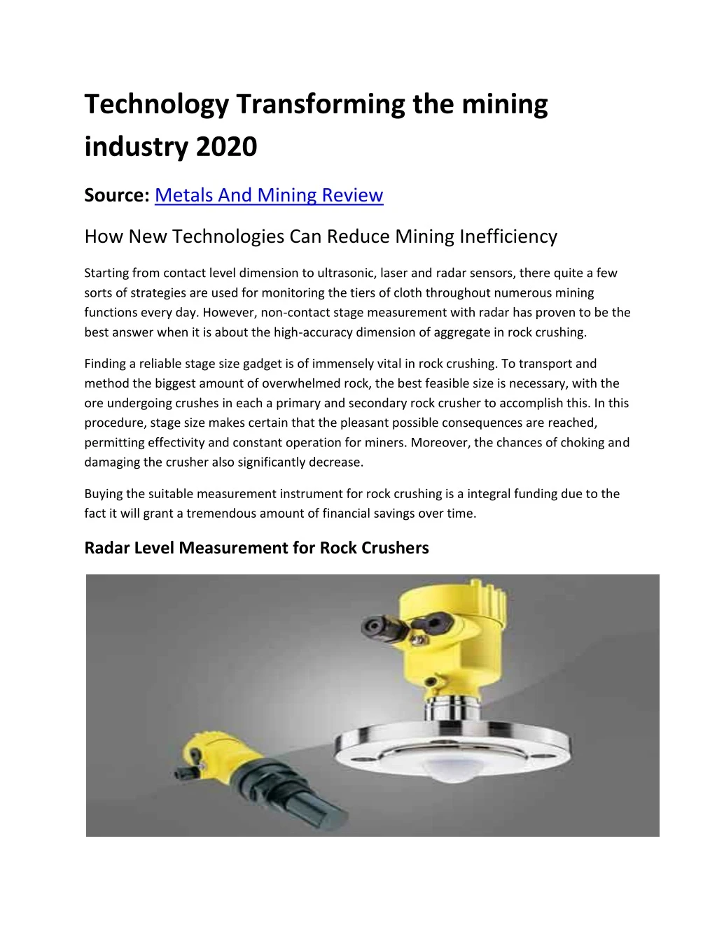technology transforming the mining industry 2020