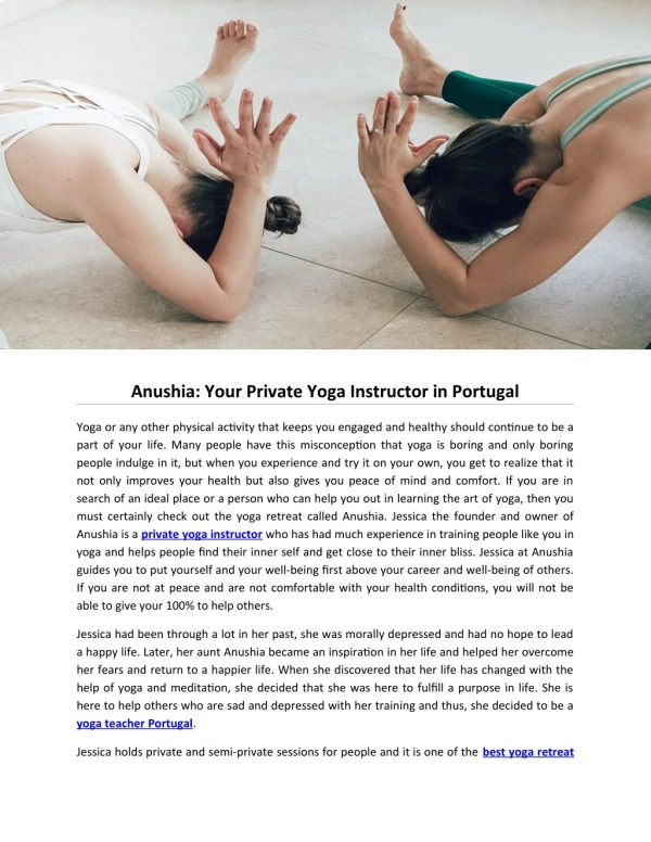 Anushia: Your Private Yoga Instructor in Portugal