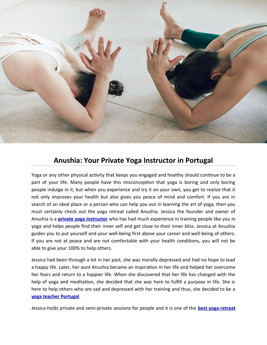 anushia your private yoga instructor in portugal