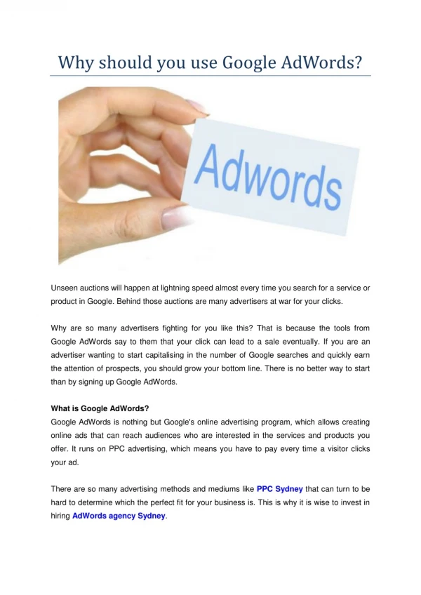 Why should you use Google Ad Words?