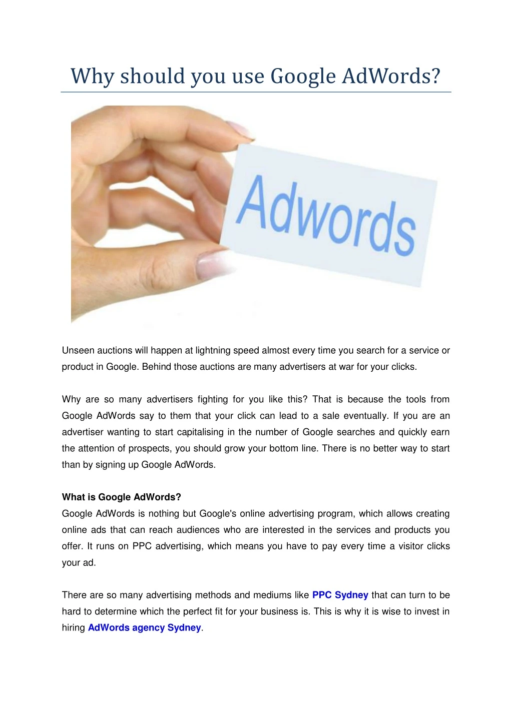 why should you use google adwords