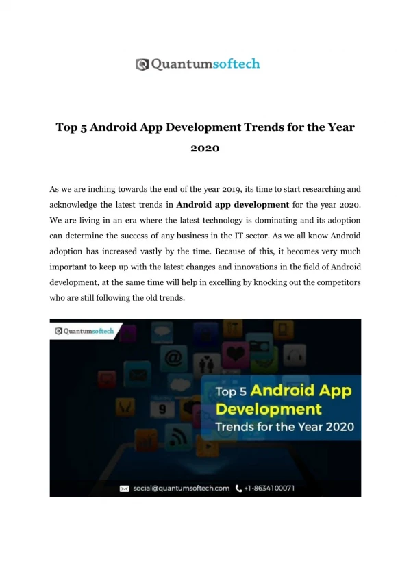 Top 5 Android App Development Trends for the Year 2020