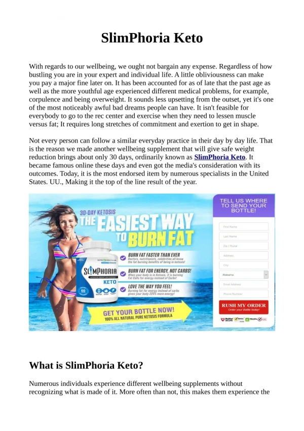 SlimPhoria Keto:Reviews, Work and Where To Buy?