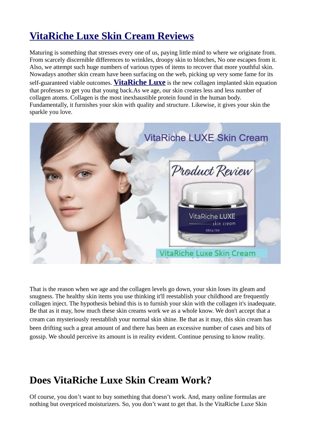 vitariche luxe skin cream reviews