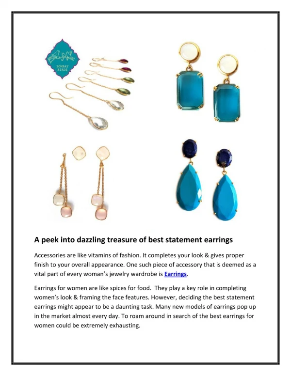 A peek into dazzling treasure of best statement earrings