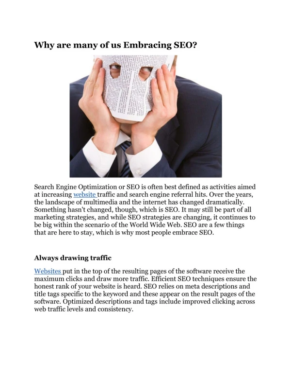 why are many of us embracing seo