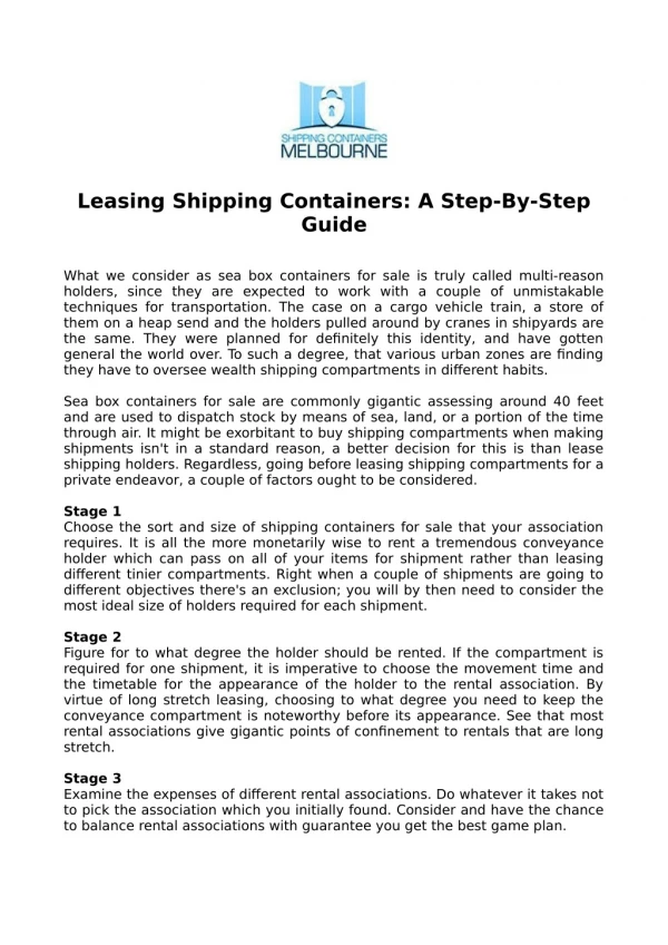 Leasing Shipping Containers: A Step-By-Step Guide