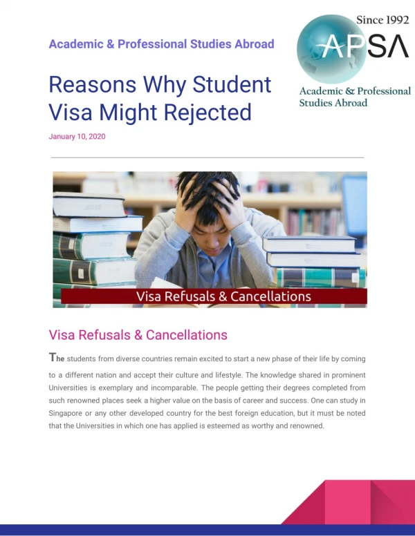 Reasons Why Student Visa Might Rejected