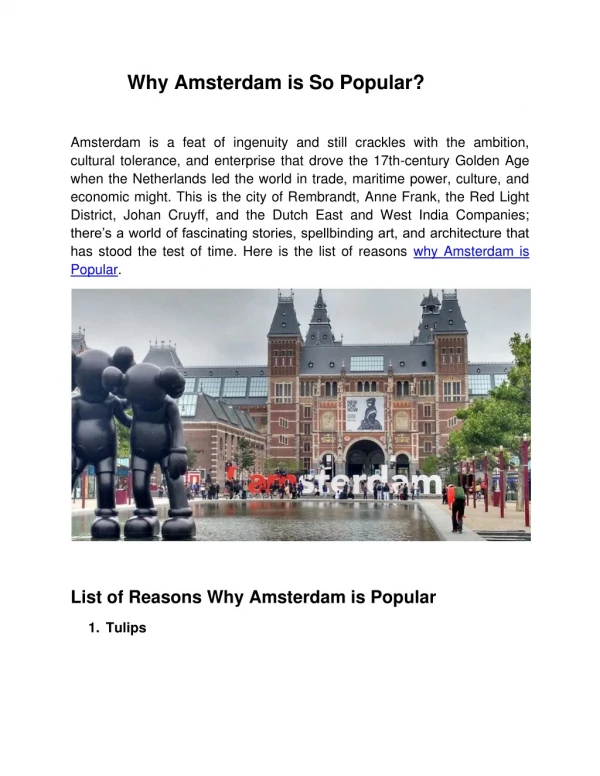 why amsterdam is so popular