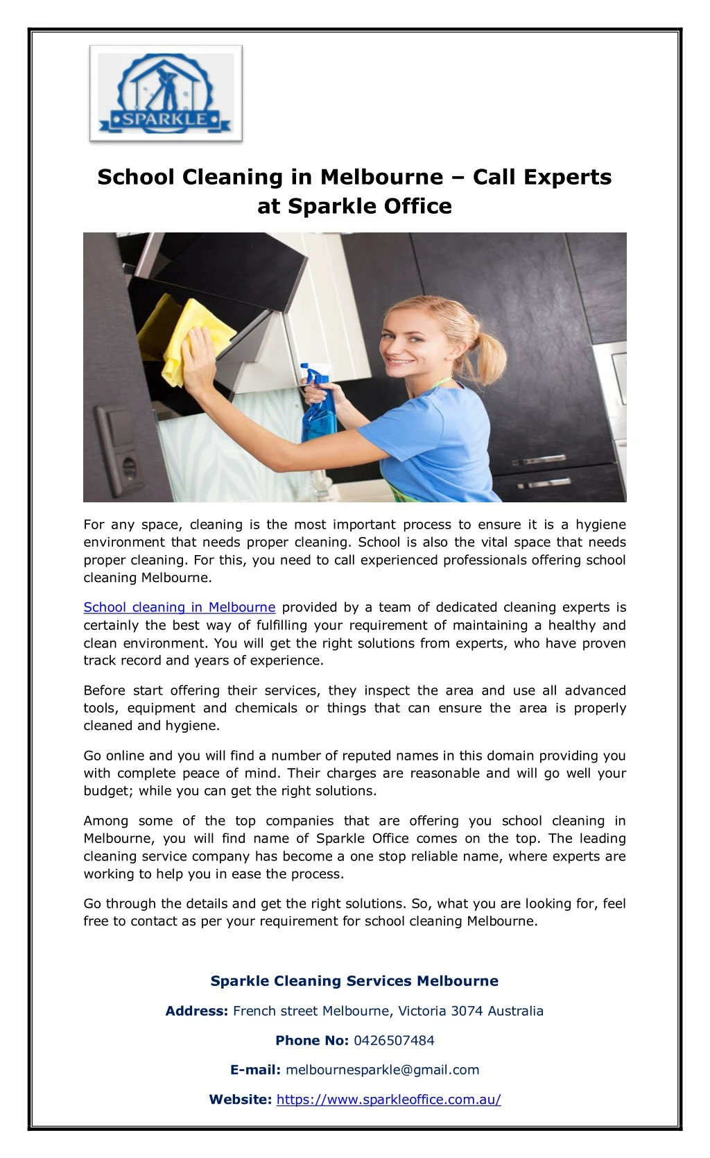 school cleaning in melbourne call experts