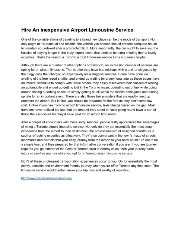 Hire An inexpensive Airport Limousine Service