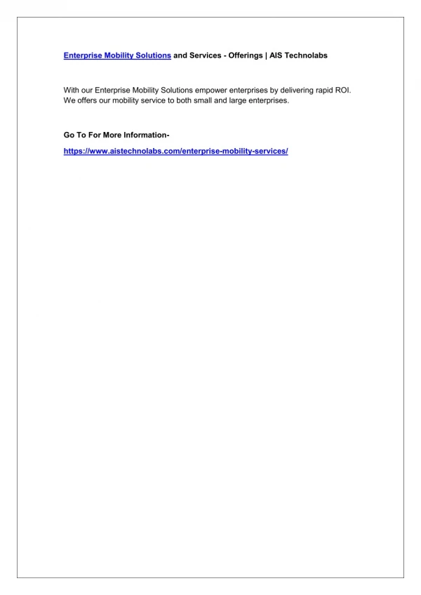 enterprise mobility solutions and services