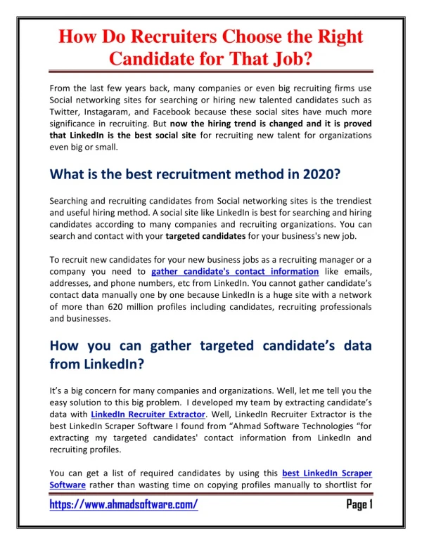 how do recruiters choose the right candidate
