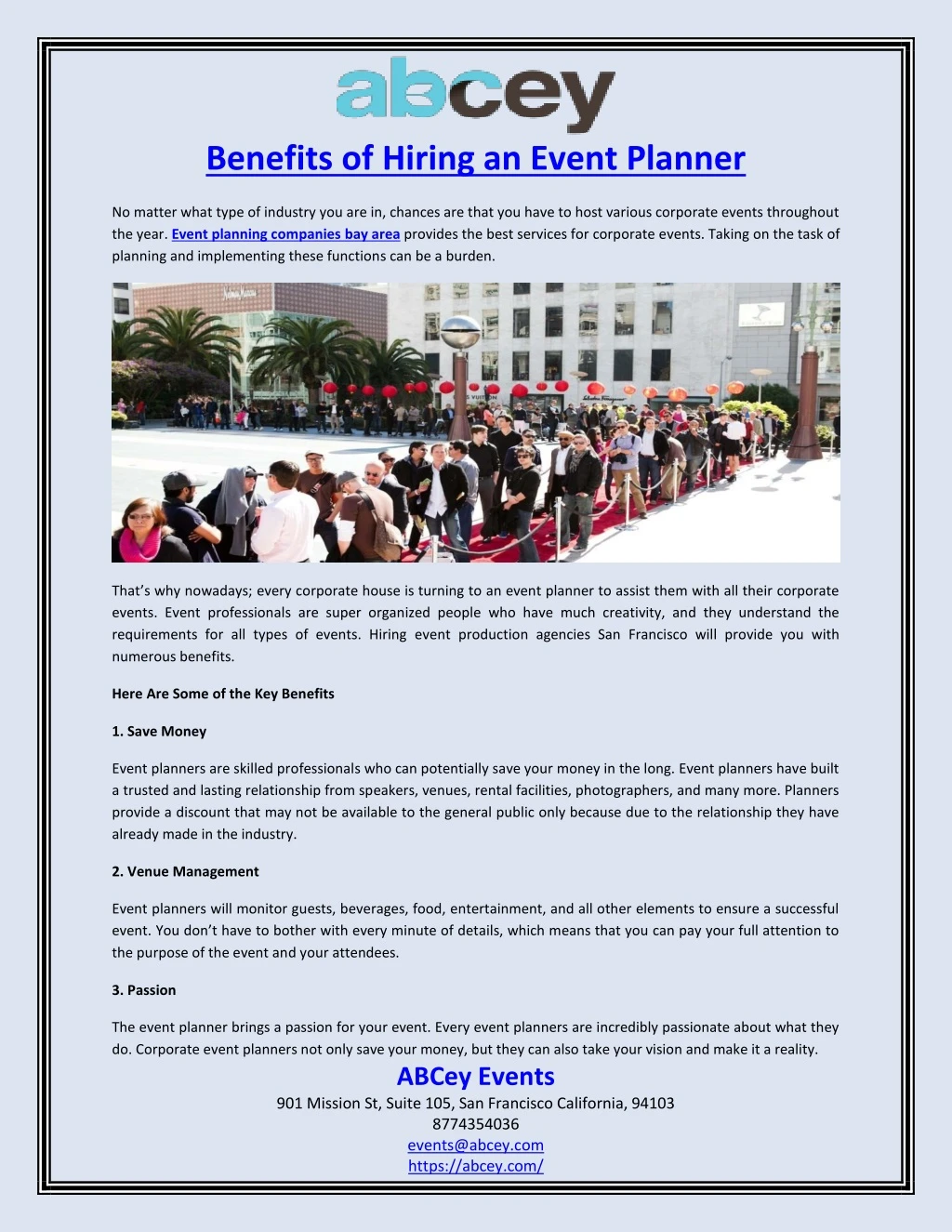 benefits of hiring an event planner