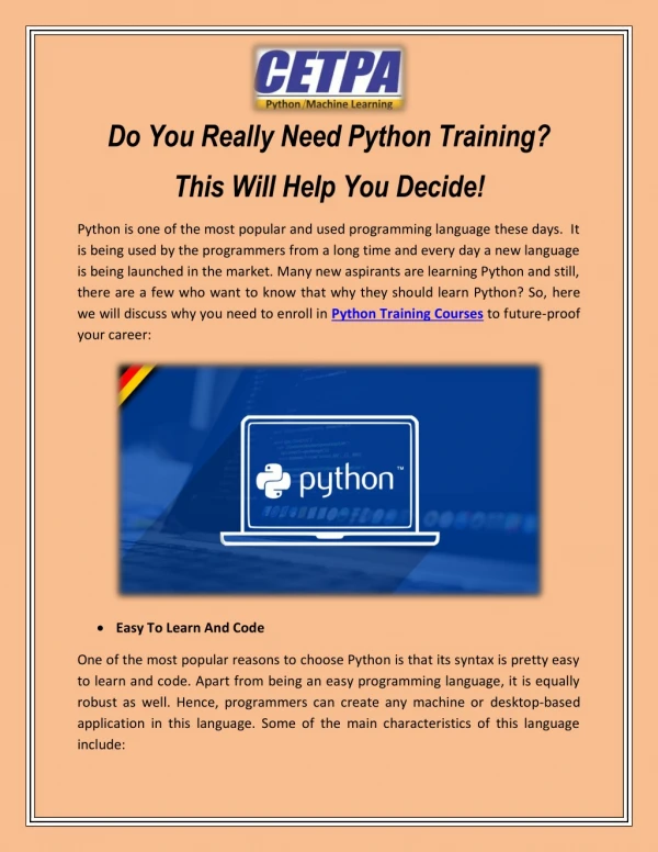 Do You Really Need Python Training? This Will Help You Decide!
