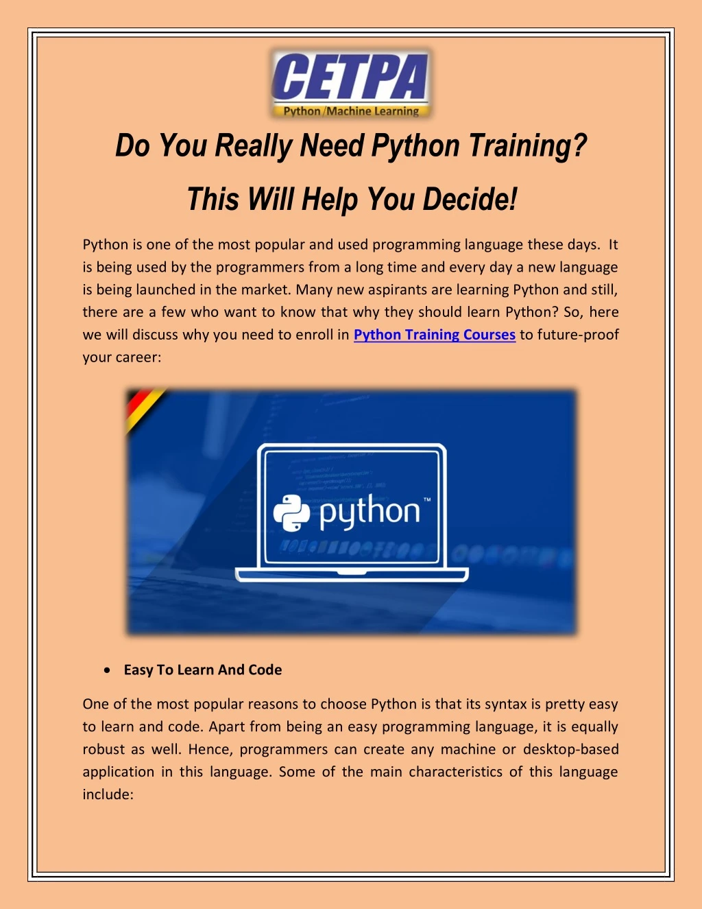 do you really need python training