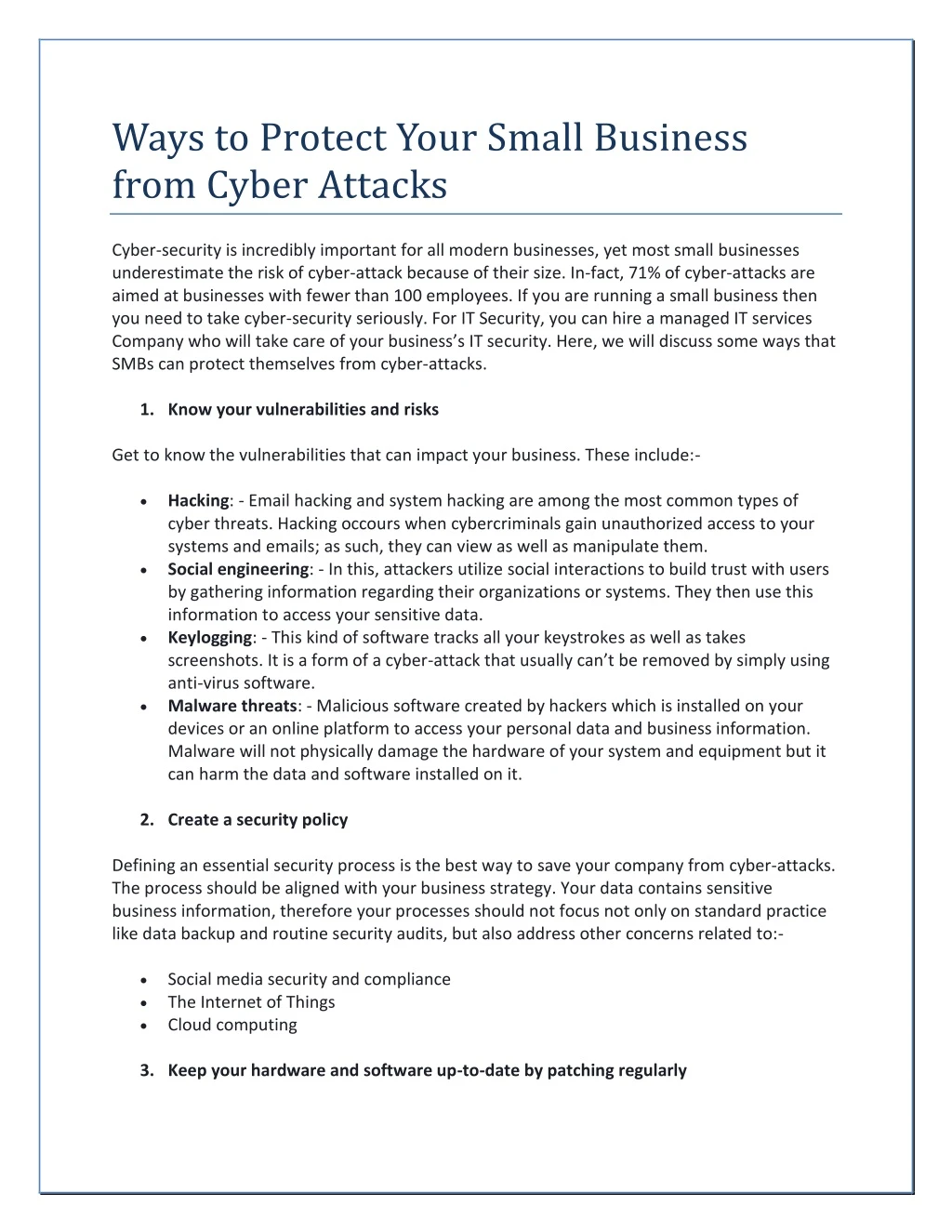 ways to protect your small business from cyber