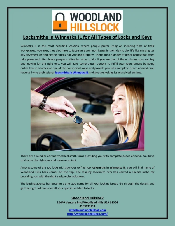 locksmiths in winnetka il for all types of locks