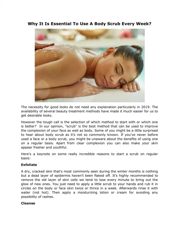why it is essential to use a body scrub every week