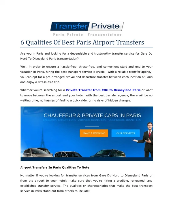 Private Transfer from CDG to Disneyland Paris