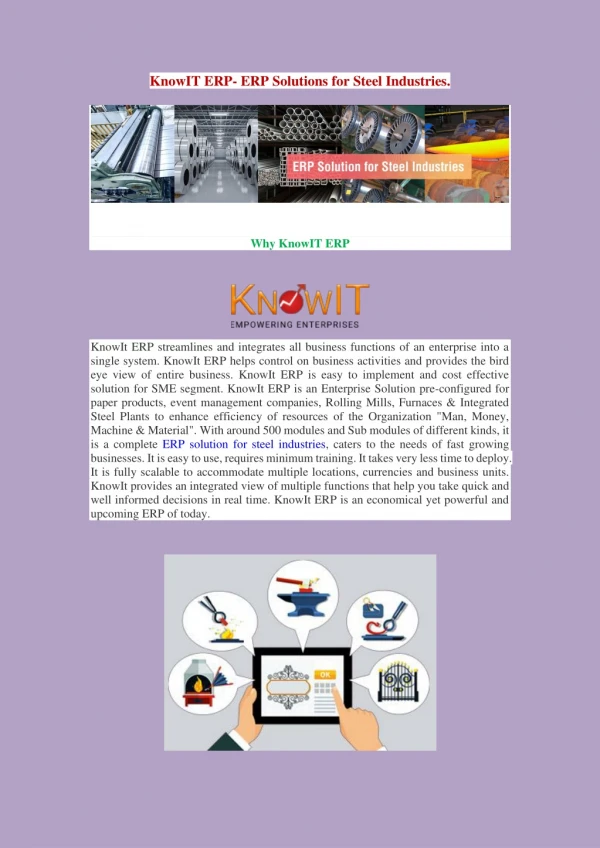 knowit erp erp solutions for steel industries