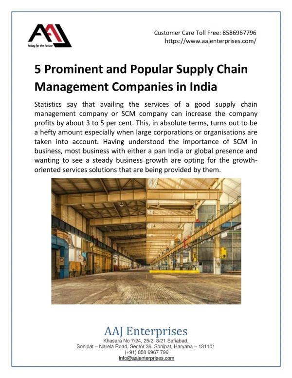 5 Prominent and Popular Supply Chain Management Companies in India