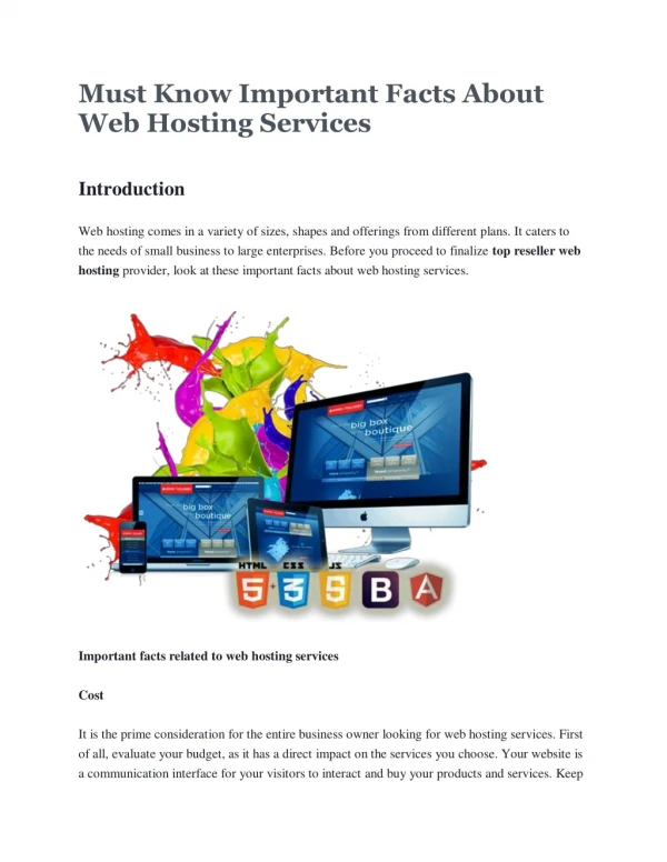must know important facts about web hosting