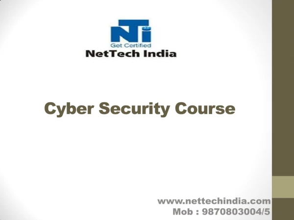 Cyber security course from NetTech India in mumbai